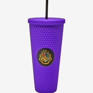 Harry Potter Hogwarts Crest Pyramid Stud Acrylic Travel Cup NWT